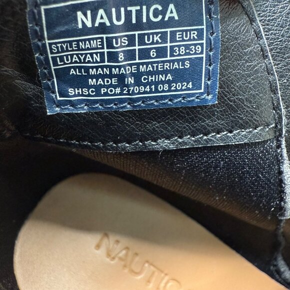 Nautica Womens Size 8 Black Luayan Block Heel Ankle Boots Zip & Buckle Detail - Picture 4 of 7